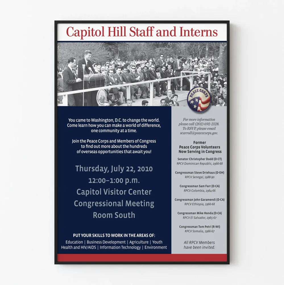 Affiche événementielle Capitole Hill - Peace Corps et Internes 2010