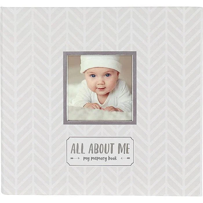 Album de souvenirs de bébé et autocollants - Gris Herringbone