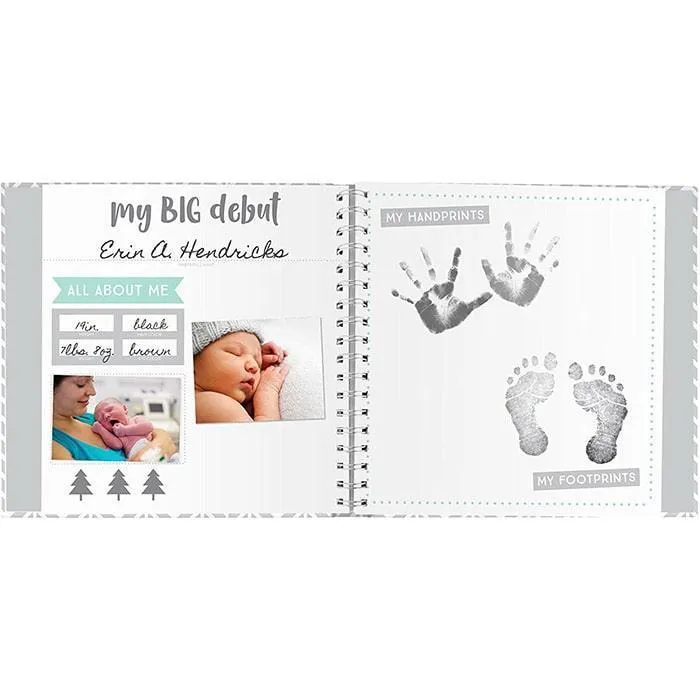 Album de souvenirs de bébé et autocollants - Gris Herringbone