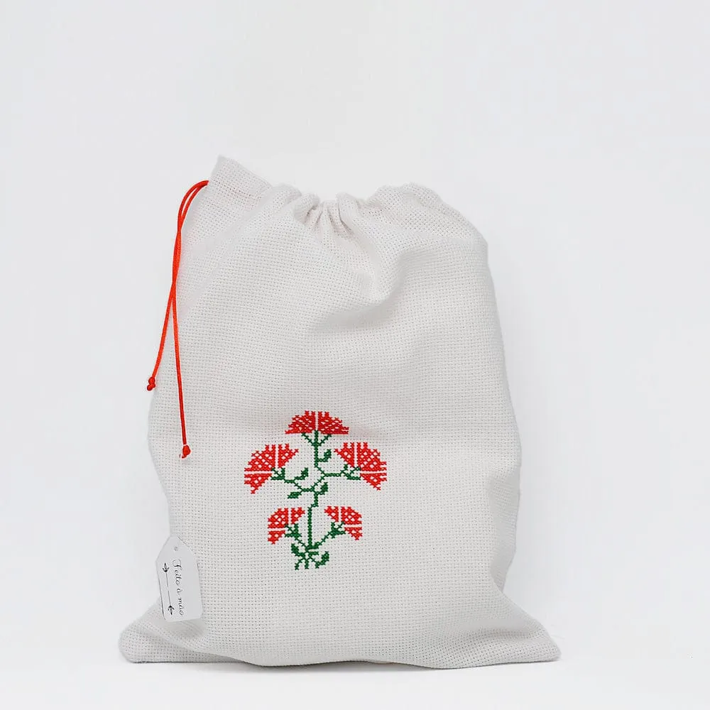 Sachet pochon en coton brodé 36x28cm ALFE