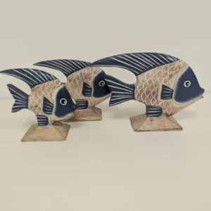 Poisson sur socle bois & Bleu M AM Boutiques