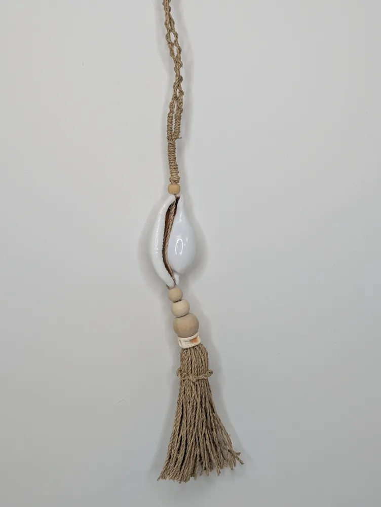 Suspension bois & coquillage Blanc Naturelle 50 cm AM Boutiques