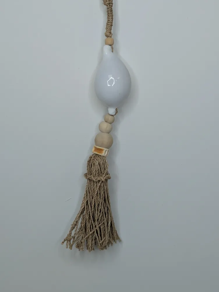 Suspension bois & coquillage Blanc Naturelle 50 cm AM Boutiques