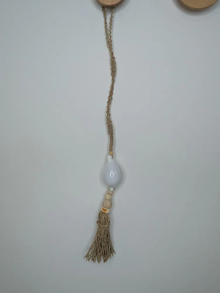 Suspension bois & coquillage Blanc Naturelle 50 cm AM Boutiques