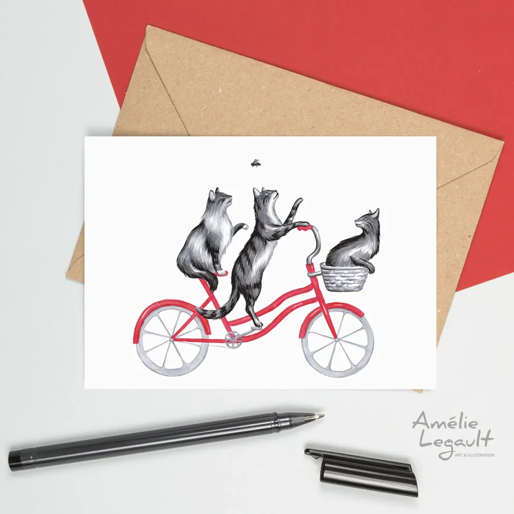 Chats à vélo - Affiche murale Amélie Legault