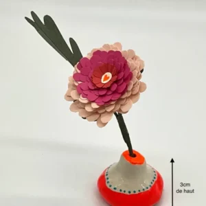 Mini pâquerette rose avec son mini vase fluo Amélie Pomélo