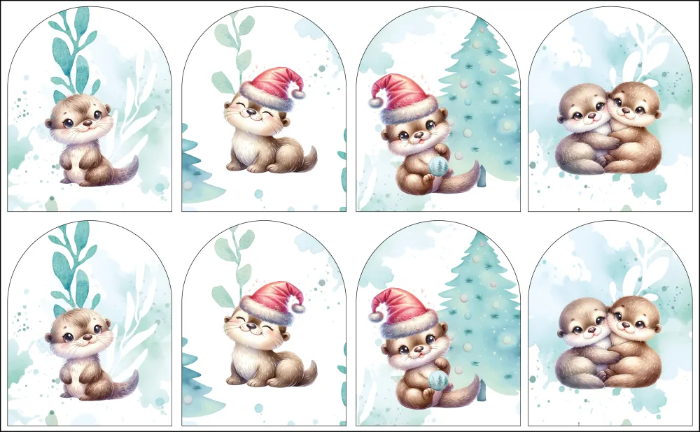 Panneaux éponge gants de toilette 0/5 ans (lot de 4) - Loutre Noël Amour de coton
