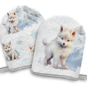 Panneaux éponge gants de toilette 0/3 ans(lot de 4) - Loups Amour de coton