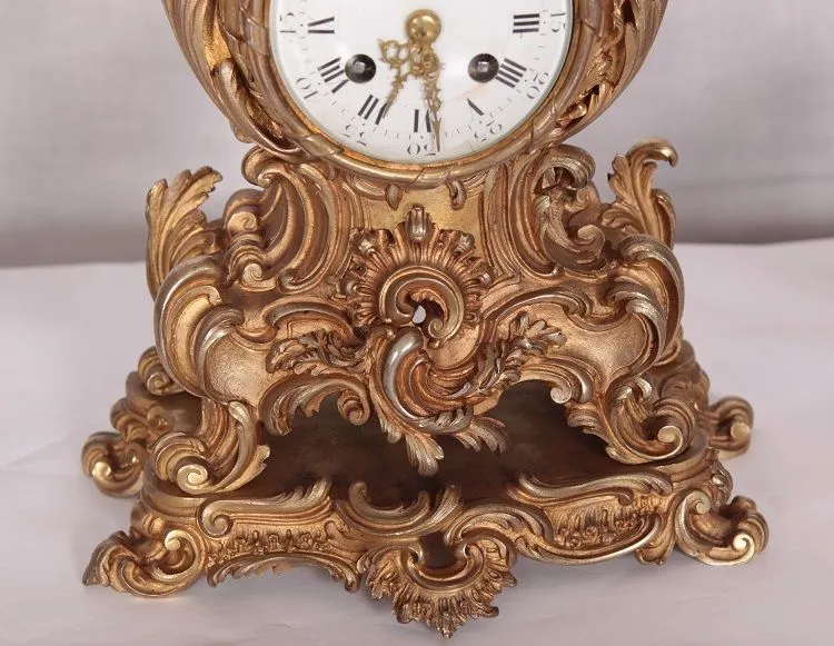 Ancienne Pendule chandelier en bronze Louis XV, France, 1800