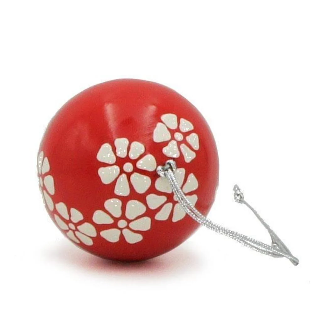 Boule décoration en peuplier massif rouge ANGO