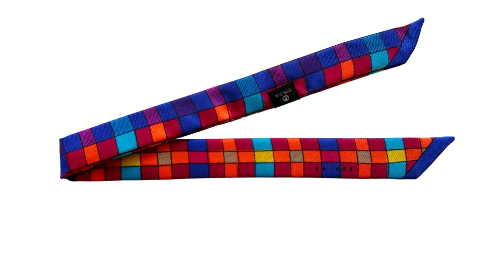 Ruban en soie 2cm Tartan, pop ANNÉE