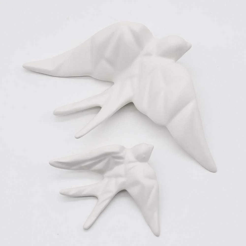 Hirondelle stylisée en céramique - Blanc mat ANRO