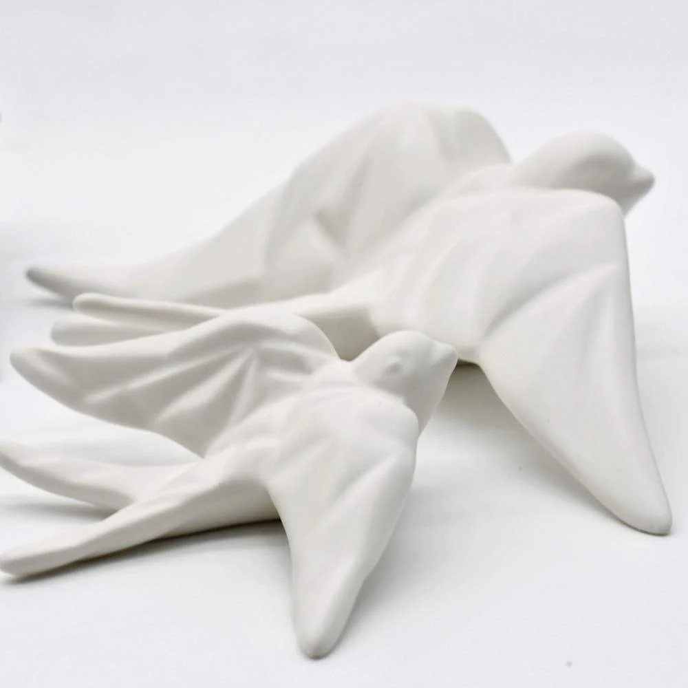 Hirondelle stylisée en céramique - Blanc mat ANRO