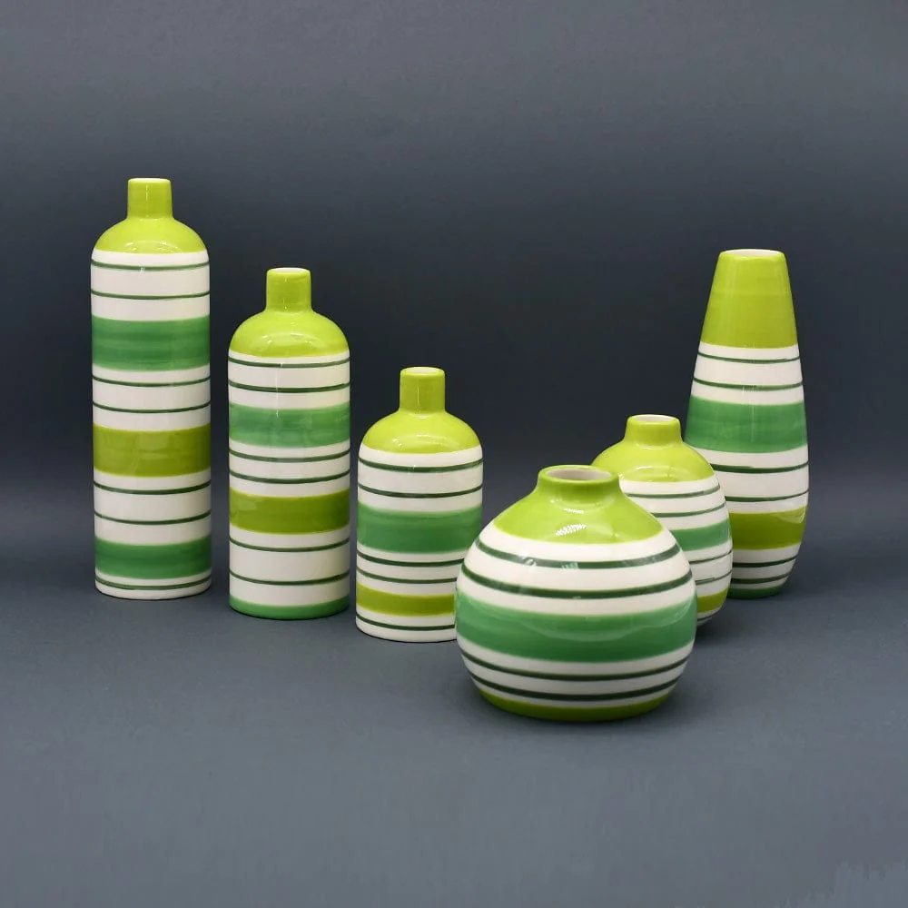Soliflore en céramique rayé - Vert ANRO