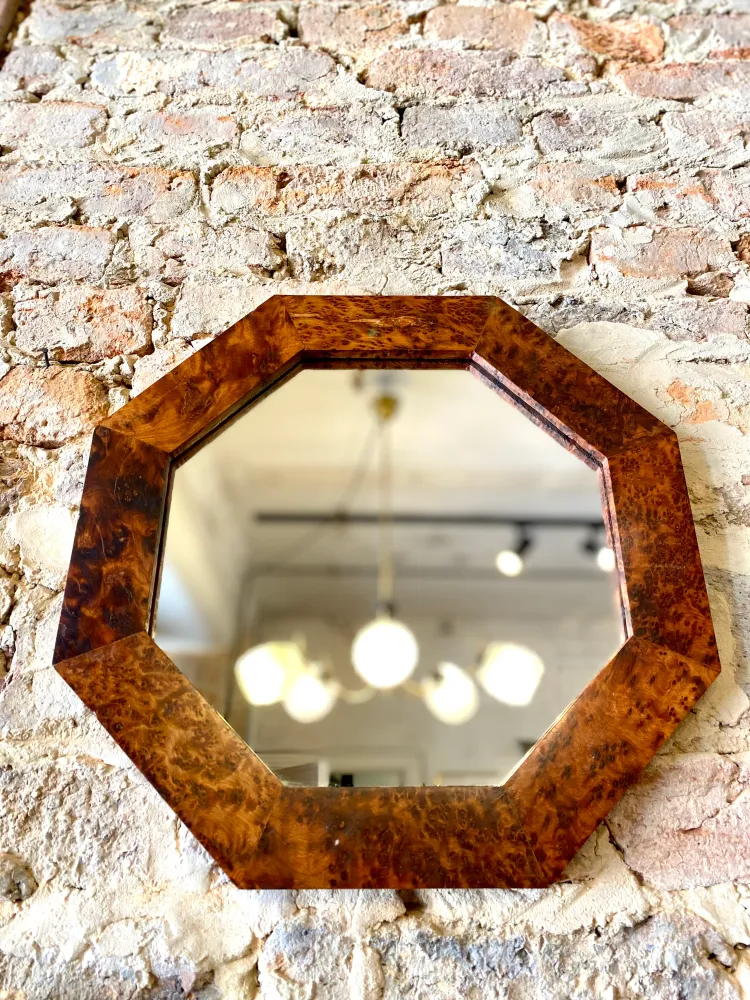 Miroir octogonal en loupe de noyer – 35,5 cm Antigua Cabaña