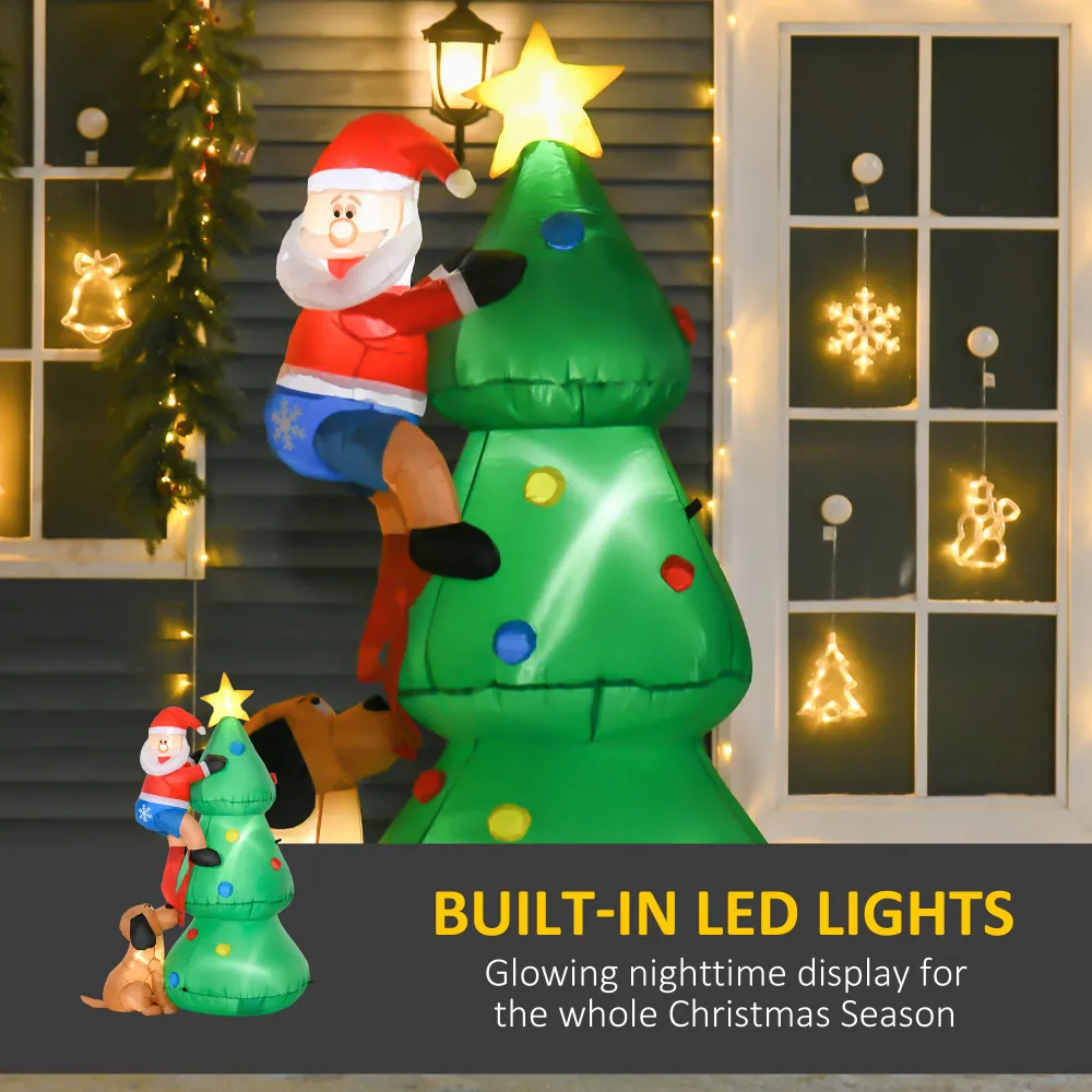 Sapin de Noël gonflable avec Père Noël et chien de 6 pieds Aosom