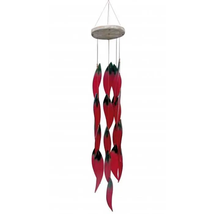 GLAS WIND CHIME CHILIS FIRE-COLORED 59 CM Aquigarden