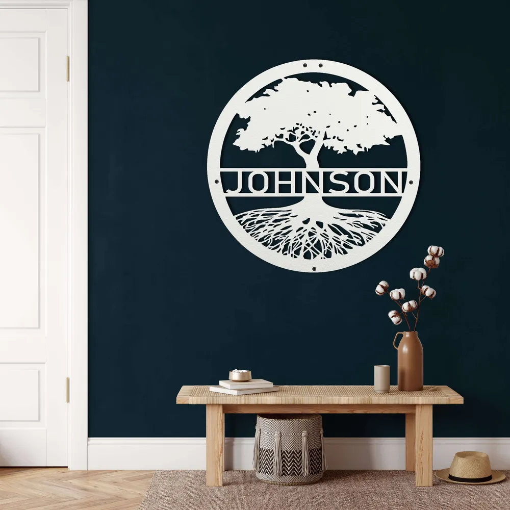 Arbre Généalogique Personnalisé - Art Mural en Métal 45x45