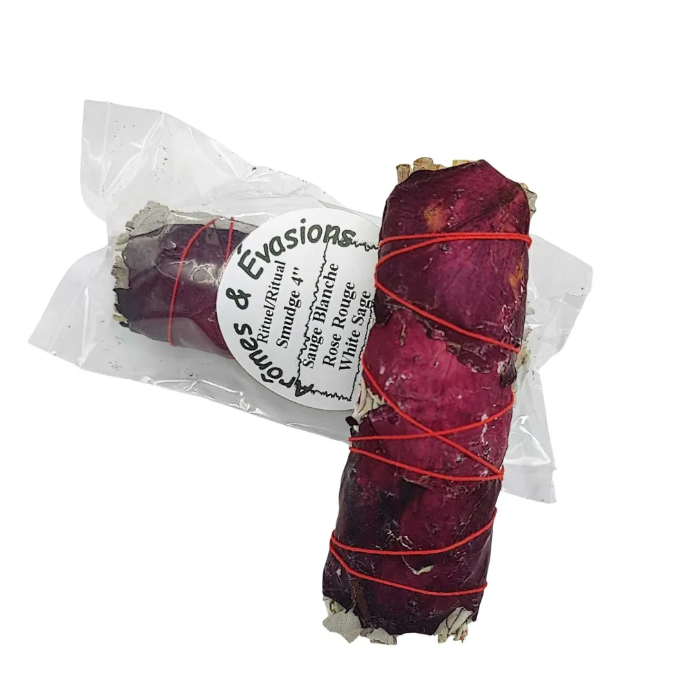 Bâton d'Encens Fumigation - Sauge & Pétales de Rose - 4" Arômes & Évasions