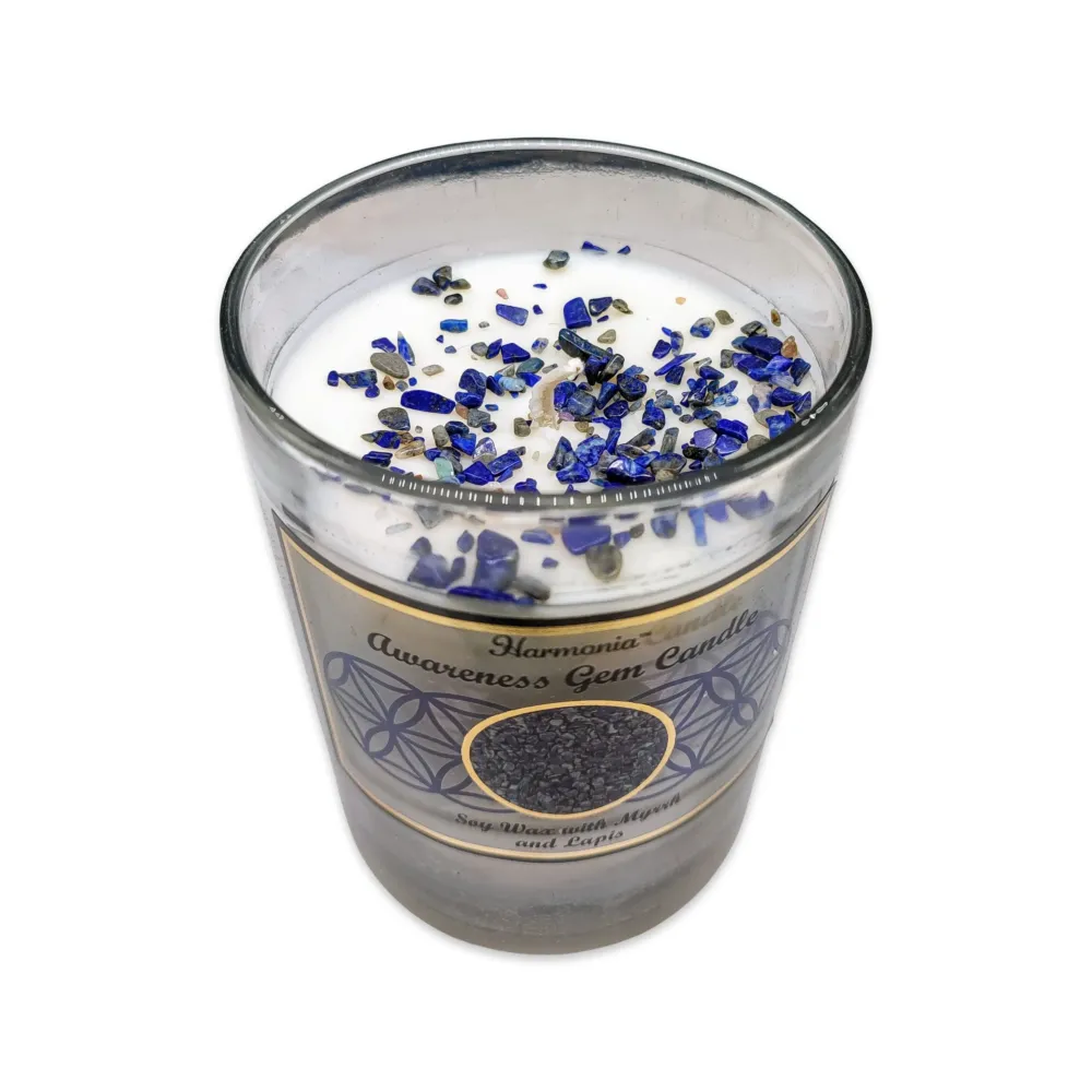 Chandelle de Soja -Harmonia Conscience -Myrrhe & Lapis Lazuli -9oz Arômes & Évasions