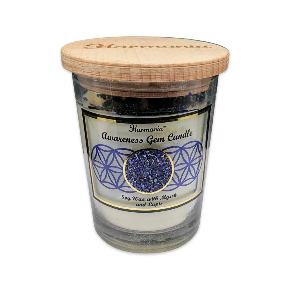 Chandelle de Soja -Harmonia Conscience -Myrrhe & Lapis Lazuli -9oz Arômes & Évasions