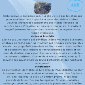 Fiche Descriptive -Pierres Précieuses & Cristaux -Iolite Arômes & Évasions