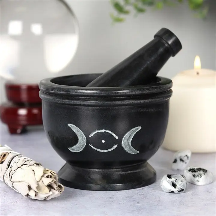 Mortier & Pilon -Stéatite -Triple Lune Noir -3.5'' Arômes & Évasions