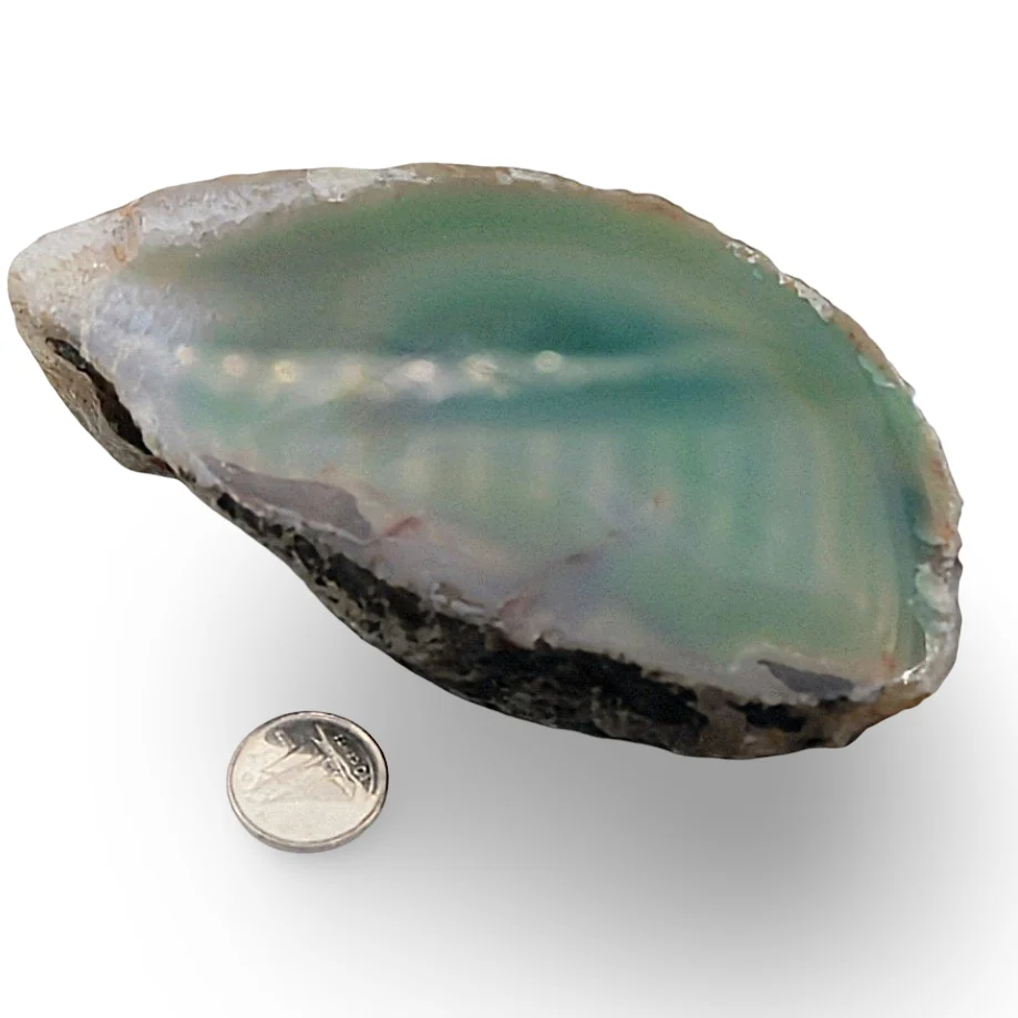 Pierre - Tranche d'Agate Verte - Spécimen de 254g Arômes & Évasions