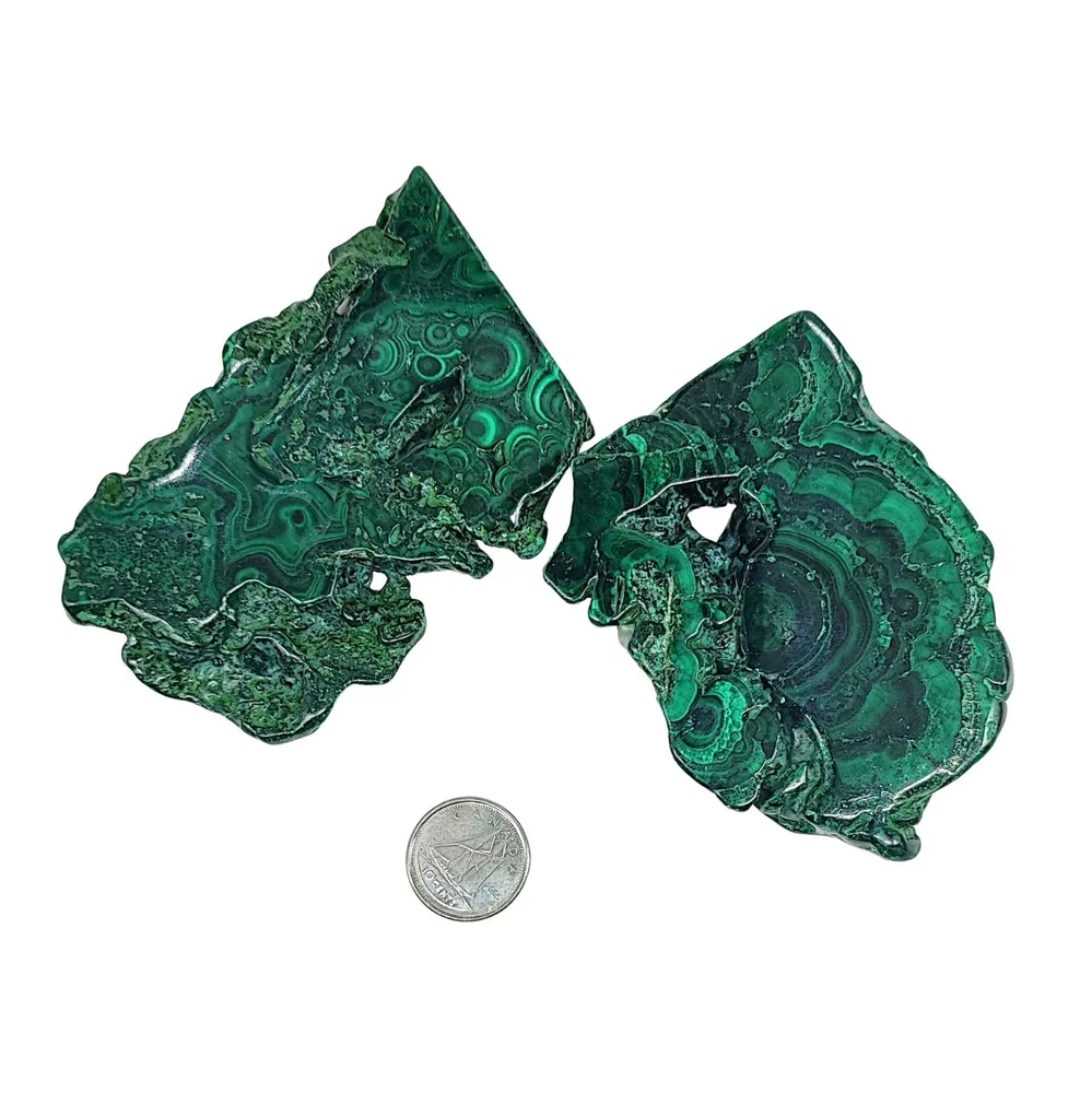 Pierre -Tranches de Malachite -Polie -80g à 100g Arômes & Évasions