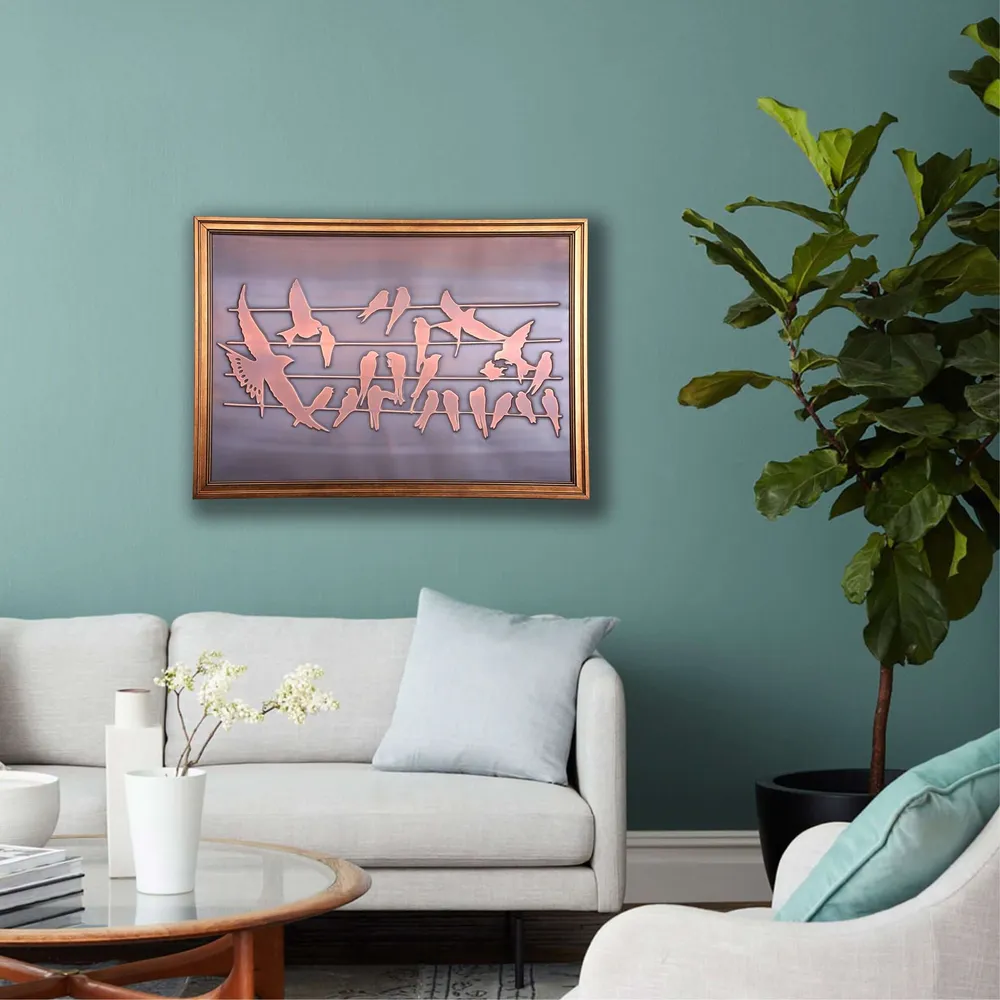 Art mural en cuivre Volée d'oiseaux
