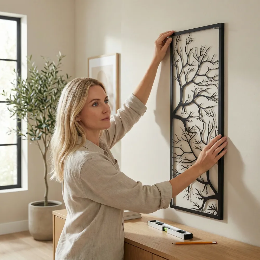 Art Mural en Métal Arbre 34x100