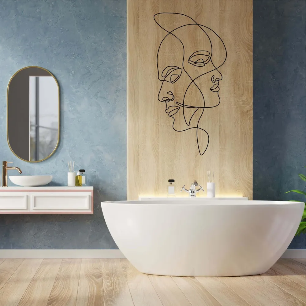 Art Mural en Métal Avec Deux Visages d'homme