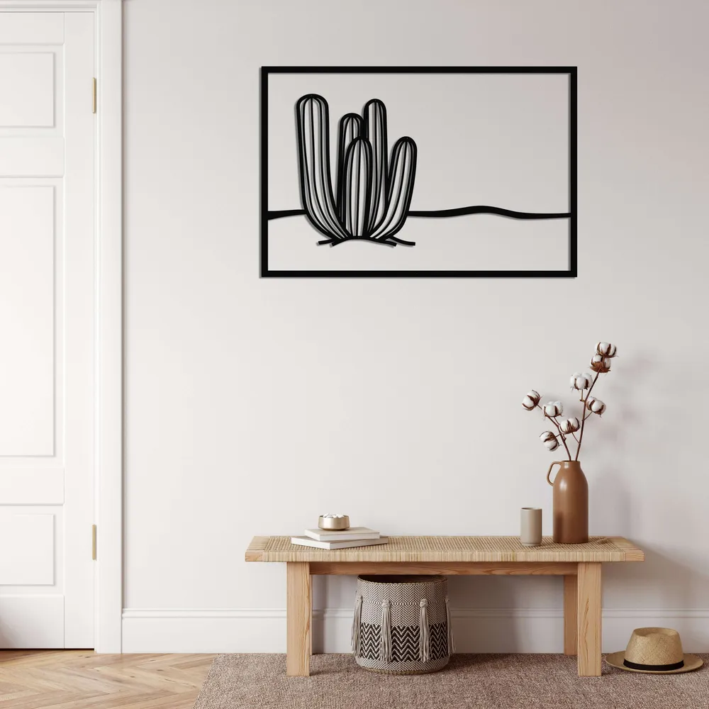 Art mural en métal cactus