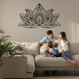 Art mural en métal fleur de lotus 60x35cm