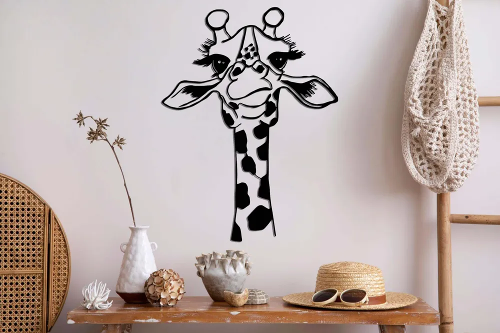 Art Mural Métallique Girafe