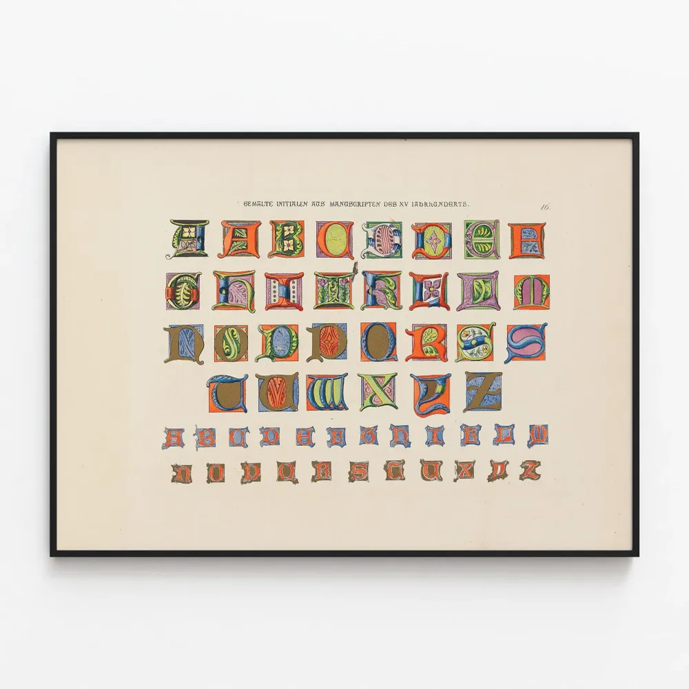 Affiche Alphabet Médiéval Coloré Décoratif Artem Legrand
