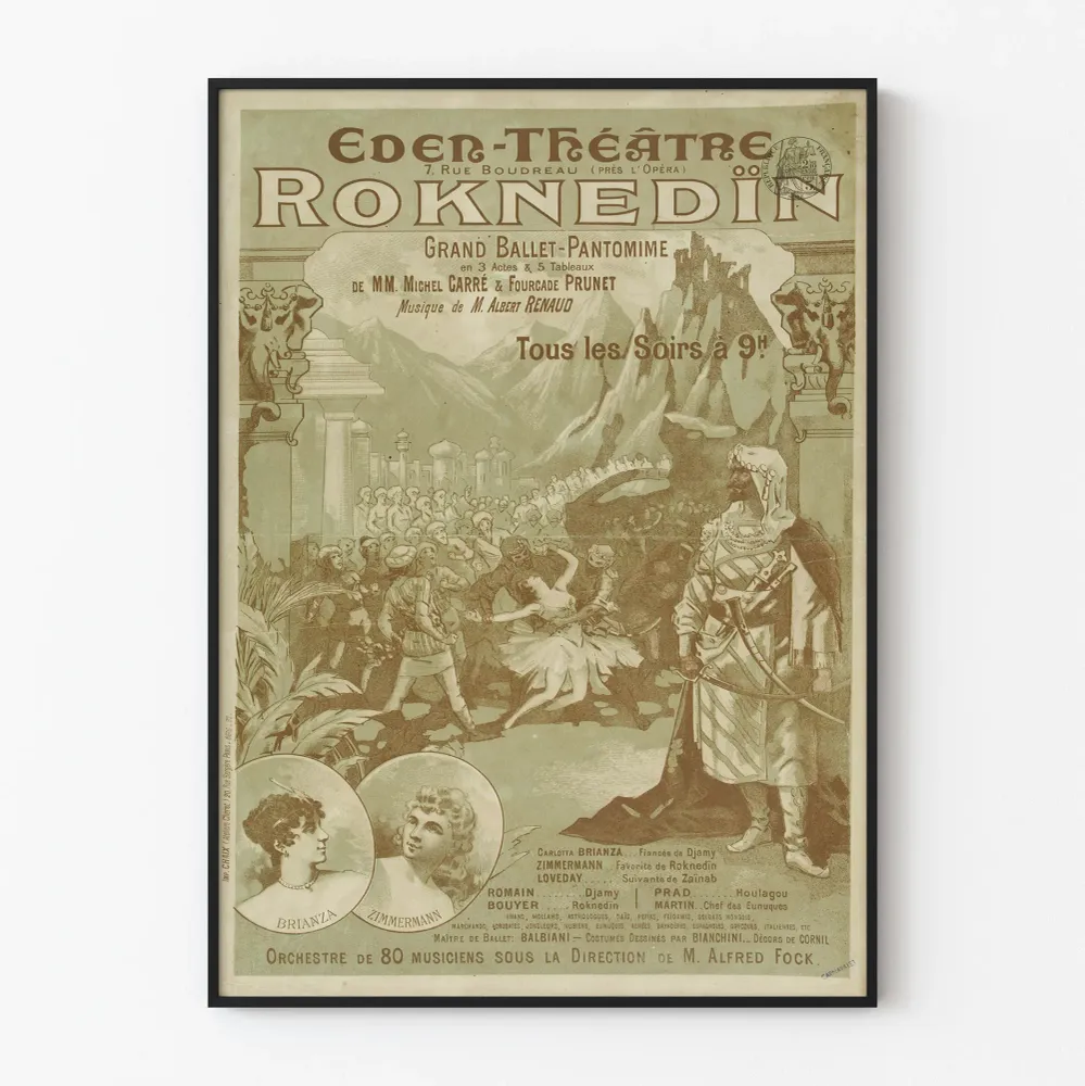 Affiche ancienne décoration murale théâtre Eden-Roknedin Artem Legrand