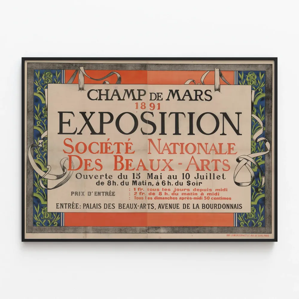 Affiche ancienne Exposition Société Nationale des Beaux-Arts Champ de Mars 1891 Artem Legrand