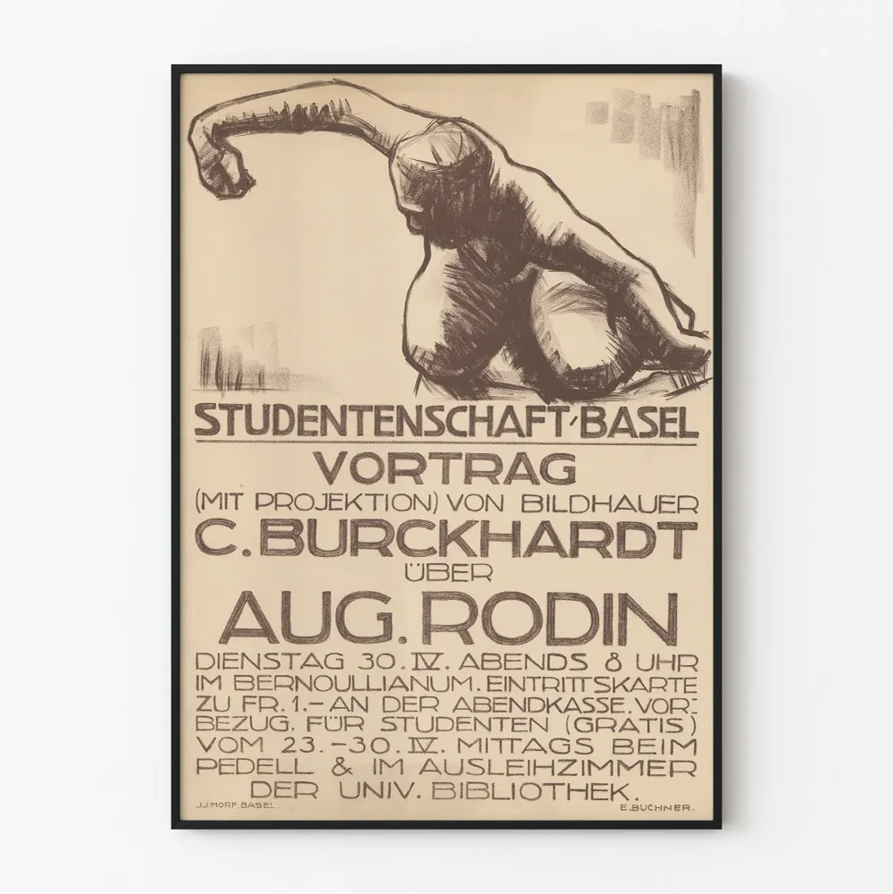 Affiche Art Déco Conférence sur Auguste Rodin - Basel Artem Legrand