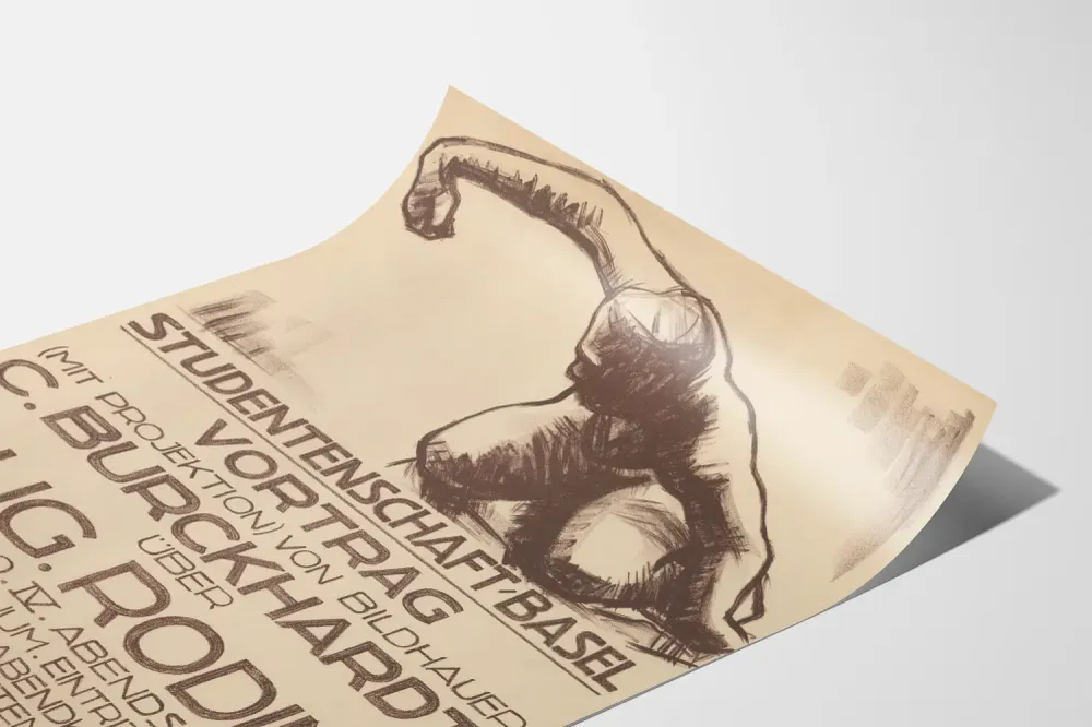 Affiche Art Déco Conférence sur Auguste Rodin - Basel Artem Legrand