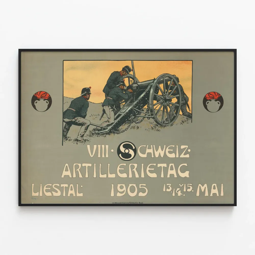 Affiche Artillerie Suisse 1905 - Décoration murale historique Artem Legrand