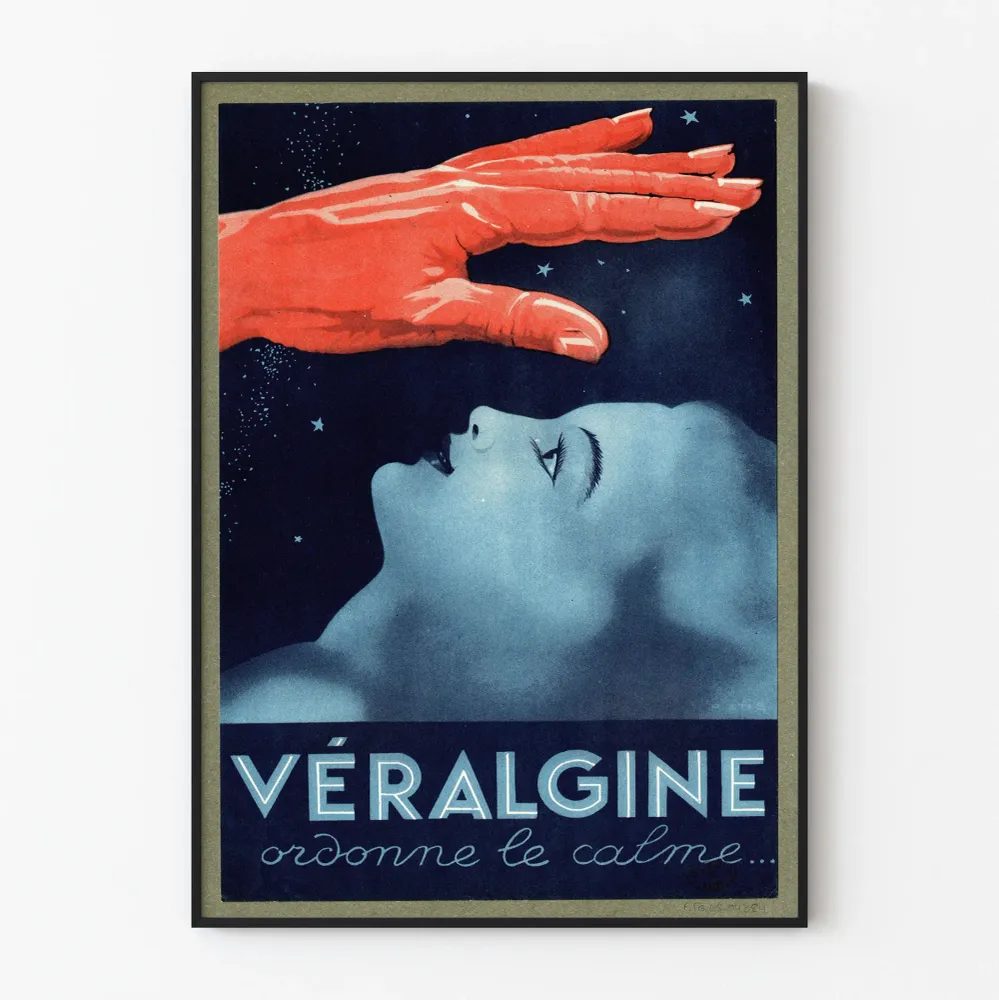 Affiche artistique vintage VÉRALGINE ordonnance le calme Artem Legrand