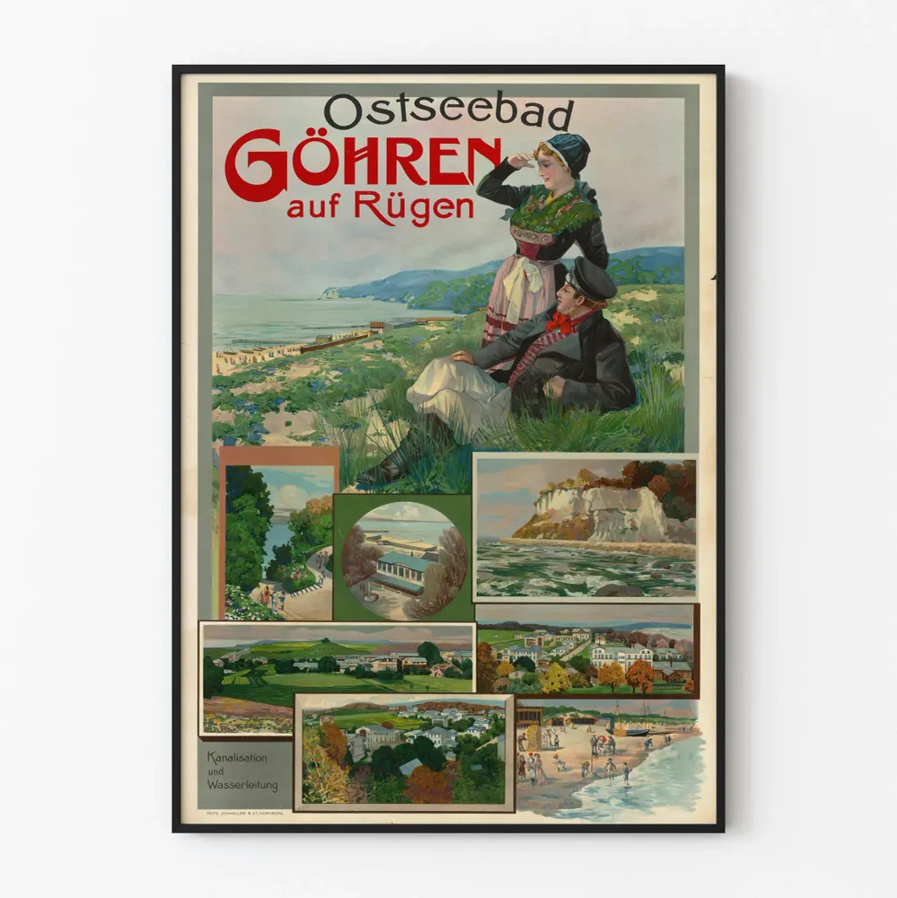 Affiche déco vintage Ostseebad Göhren sur Rügen Artem Legrand