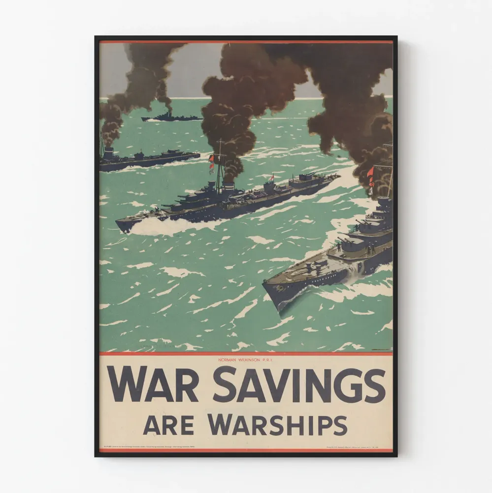 Affiche de décoration murale War Savings Are Warships - Poster vintage de navires de guerre Artem Legrand