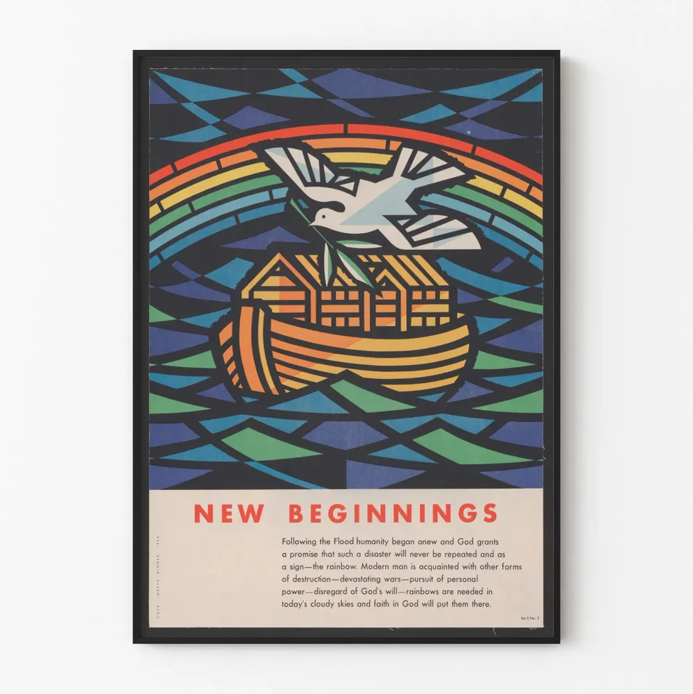 Affiche Décorative New Beginnings avec Colombe, Arc-en-ciel et Arche Artem Legrand