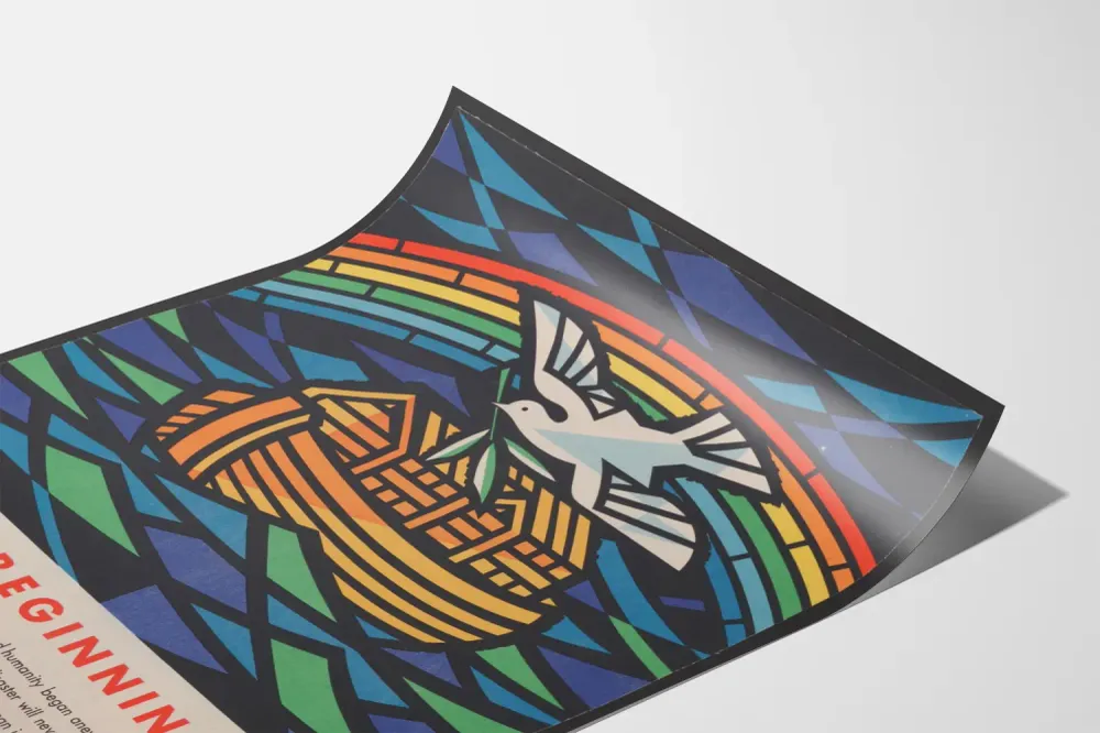 Affiche Décorative New Beginnings avec Colombe, Arc-en-ciel et Arche Artem Legrand