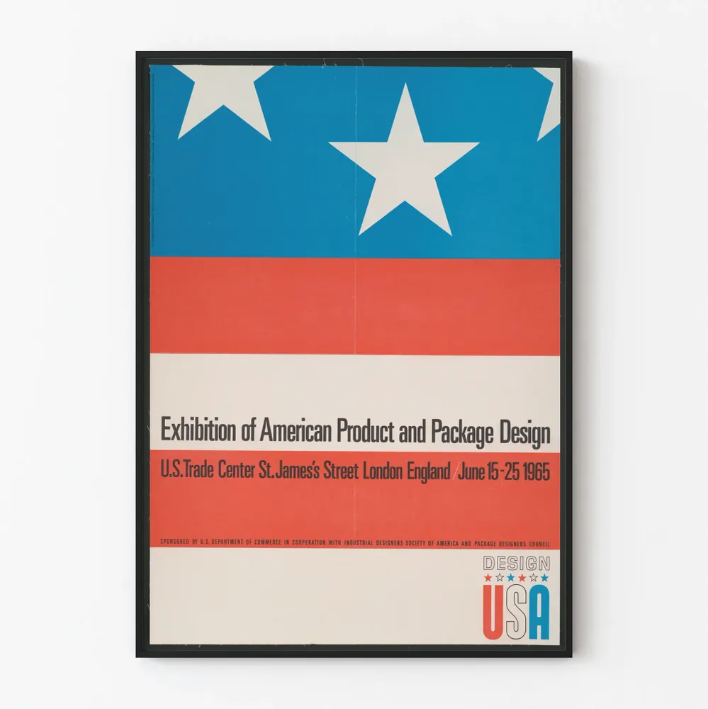 Affiche exposition design produit et emballage américain 1965 Artem Legrand