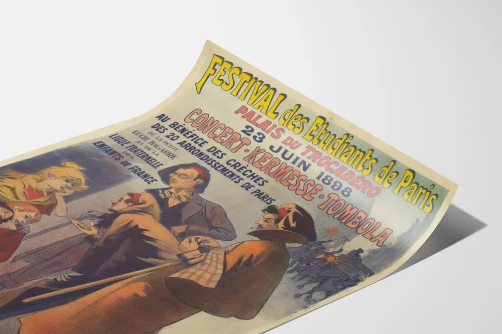 Affiche Festival des Étudiants de Paris 1898 - Décoration Murale Historique Artem Legrand