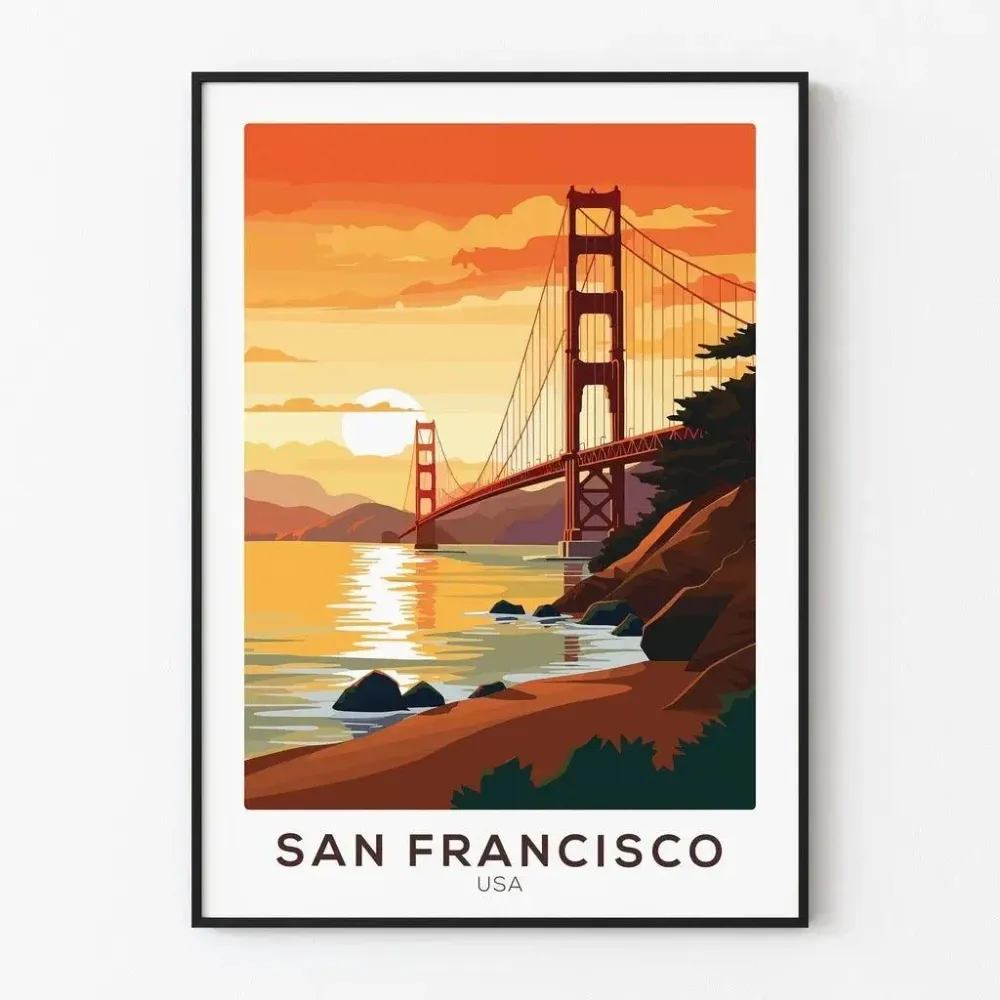 Affiche du golden gate de San Francisco Vintage Artem Legrand
