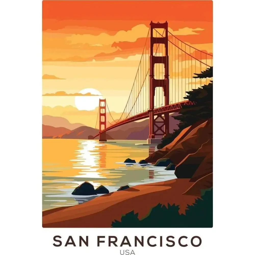 Affiche du golden gate de San Francisco Vintage Artem Legrand